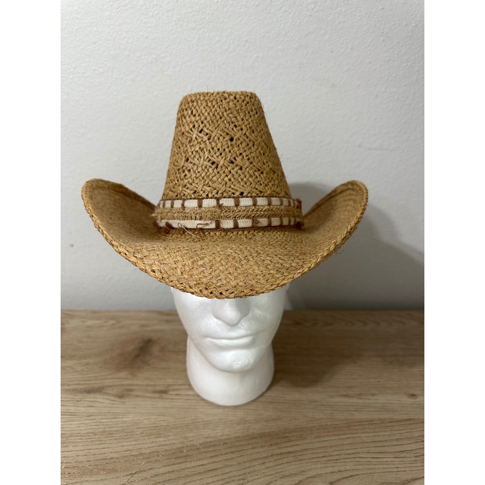 Bailey Straw Cowboy Hat Western Style U-Rollit Decorative Band‎ Size 6 3/4
